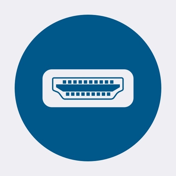 Blue icon showing an HDMI connection slot