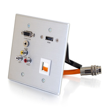 RapidRun® Double Gang HD15 + 3.5mm + Composite Video + Stereo Audio + Keystone + HDMI Pass Through Wall Plate