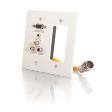 RapidRun® Double Gang Integrated VGA (HD15) + 3.5mm + Composite Video + Stereo Audio + Wall Plate - White